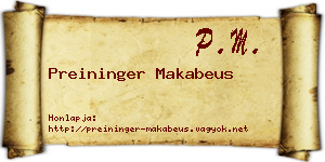 Preininger Makabeus névjegykártya